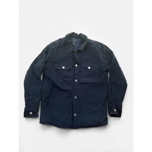 A.P.C. Men's Alex Corduroy Quilted Shirt Jacket dark blue