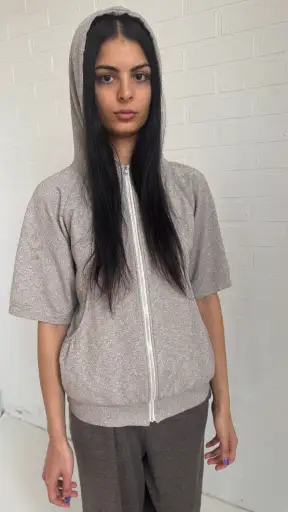 Metallic Hooded Zip-Up