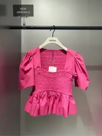 Ganni Pembe Büstiyer Bluz