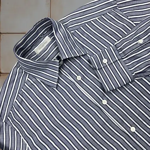 Ermenegildo Zegna Dress Shirt Large Blue Striped Twill Barrel Cuff Italy Men's