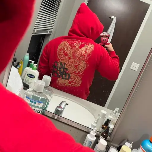 red yasuyuki ishii vintage dragon hoodie #vintage #japan #tornadomart #avantgarde #y2k