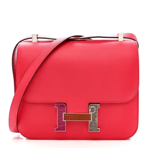 Hermès Epsom Shiny Alligator Lizard Constance 24 Rose Extreme Rose Poupre Etru Ombre | PRELOOV