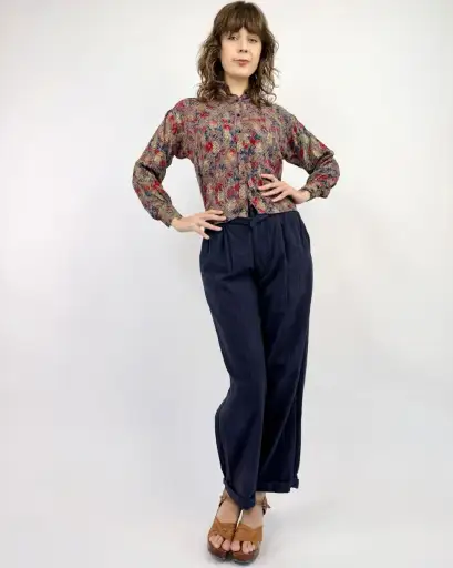 YSL 1970s Golden Petals Silk Blouse