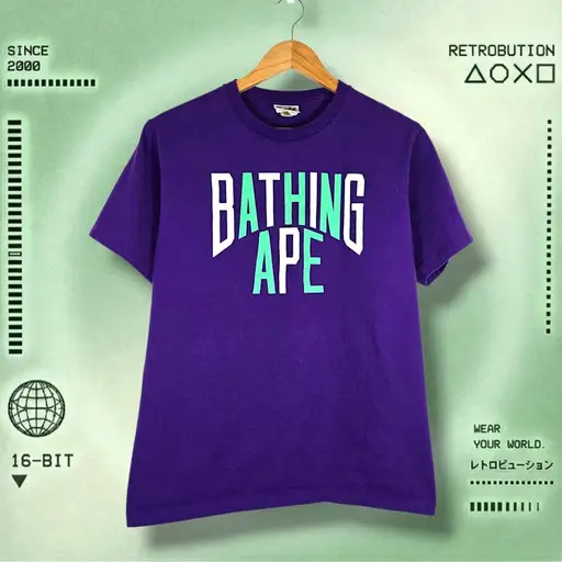 Bape Colors NYC Spellout Graphic Shirt Purple Size M