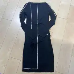 ボートネック ロングワンピース ブラック