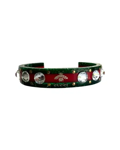 Enamel Bee Bracelet Green and Red