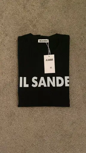 Jil Sander T-shirt Zwart met Wit Logo Maat M
