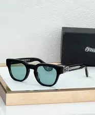 Chrome Hearts CUNTVOLUTED Sunglasses Black Teal Lens Silver Cross 49-23-147 New