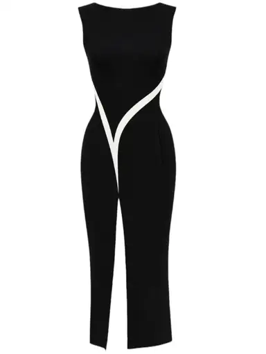 S/S 1999 Thierry Mugler Black & White Sculptural Panel Dress