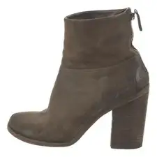 Marsell Bolla Brown Leather Zip Back Ankle Boots Block Heel Handmade Sz 39.5/9.5