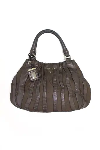 Prada SS 2008 brown tessuto & nappa shoulder bag