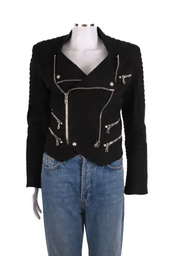 Balmain Canvas Biker Jacket Black 10