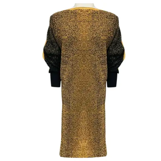 Jean Paul Gaultier Maille Femme Gold Metallic / Black Glitter Knit Midi Dress
