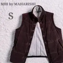 【激レア】MHI マハリシ コーデュロイ 中綿ベスト ブラウン 迷彩 表記S
