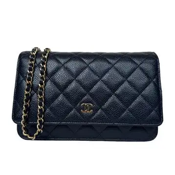 Chanel wallet on chain WOC zwart caviar kaviaar tas goud
