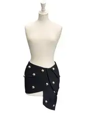 Anthony Vaccarello Mini Skirt Runway 2014 Asymmetric Gold Button Archive U.K. 8