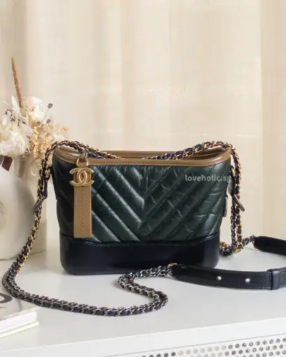 Gabrielle Hobo Small | Green Black Calfskin Multicolored Hardware