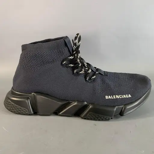 BALENCIAGA Size 12 Navy Black Mesh Runner Sneakers