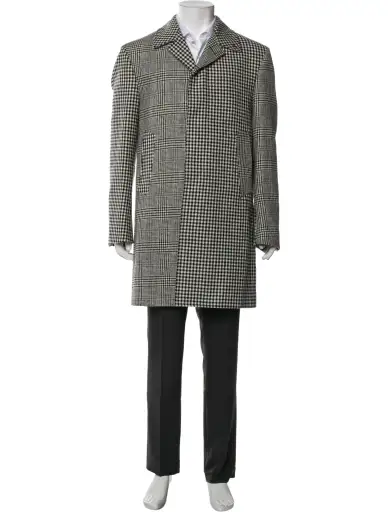 Wool Plaid Print Coat