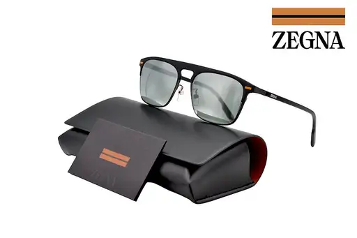 Ermenegildo Zegna - Made in Italy - EZ0216H 02C - Rectangular Design - Acetate & Metal - Silver Lenses - *New* - Sunglasses