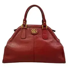 GUCCI Li Bell Medium Top Handle Bag Bordeaux Leather Used