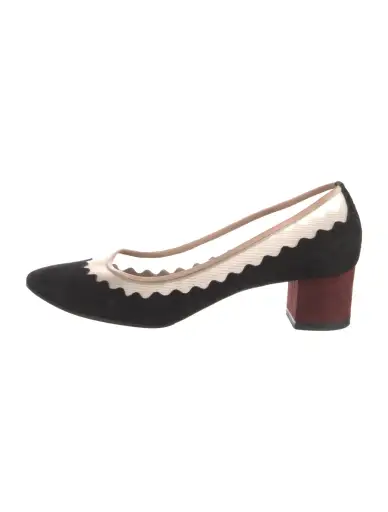 Suede Mesh Accents Pumps