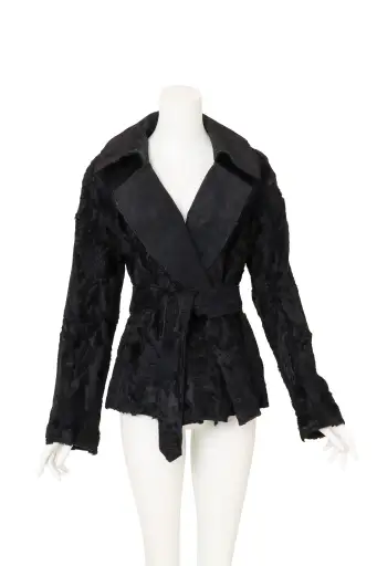 Suede Collar Persian Lamb Coat