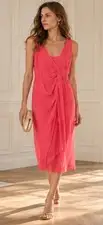 Dries Van Noten 100% Silk Midi Dress, Coral Pink, Size 6 w/Slip New Luxury