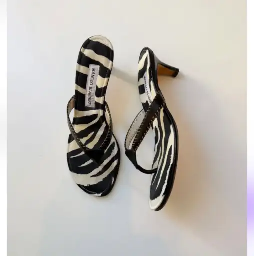 Manolo Blahnik Zebra Thong Sandals 36.5