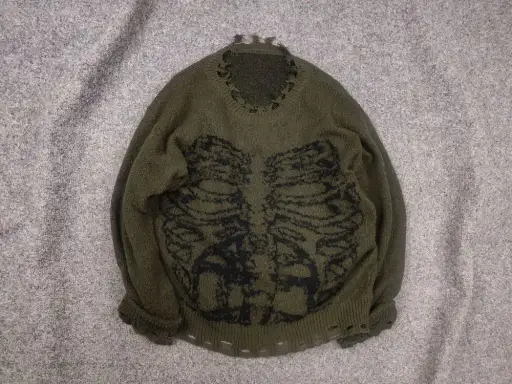 Vintage Y2K Style LGB Skeleton crew neck Distressed Sweater