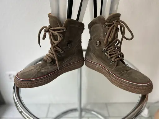 Moncler Boots Suede Lace-Up Brown Size 42 Used
