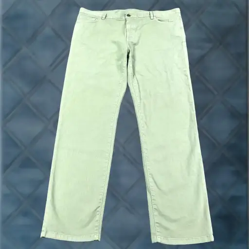 ZEGNA Roccia Jeans Mens 42x34 Green Stretch Cotton Straight Leg 5-Pocket Denim