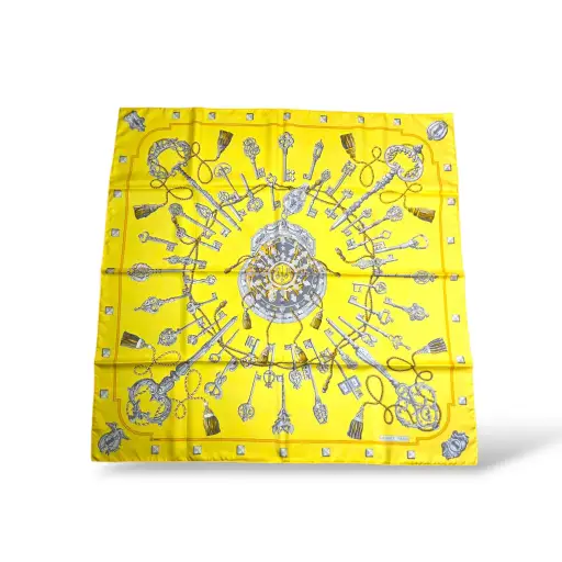 Carré 90 “La Clé des Champs” Silk Scarf by Françoise Faconnet
