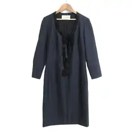【中古】VALENTINO ヴァレンティノ リボン付き オケージョン ワンピース フォーマル 8サイズ ネイビー レディース 長袖ひざ丈ワンピース 良品