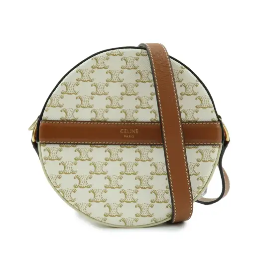 Celine Round Purse on Strap Triomphe Coated Canvas