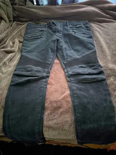 Balmain Biker Jeans in Black Vintage Denim