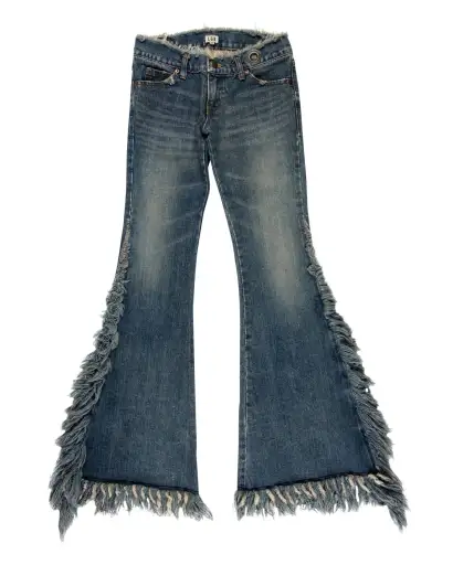 Blue Fringe Flare Jeans