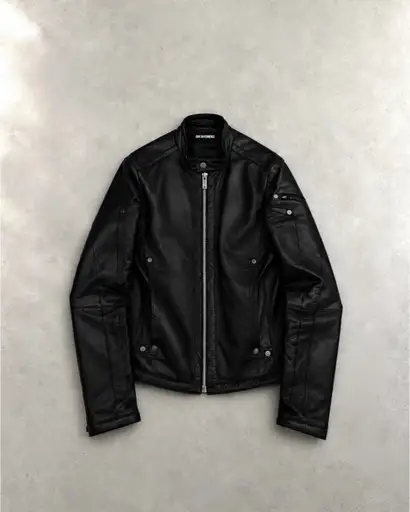F/W2008  Dirk Bikkembergs  - tab collar leather biker jacket