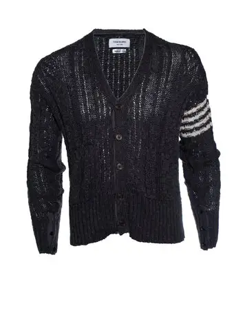 Thom Browne, open knitted cardigan in grey