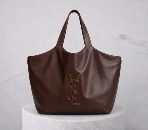 Saint Laurent YSL ICARE Maxi Tote Cassandre – Smooth Leather Barley Brown – 804227AADOO2784