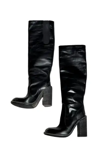 Haider Ackermann Distressed Leather Block Heel Boots