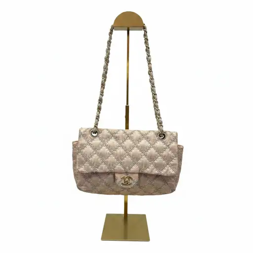 Chanel SS 2010 Rose Gold Satin Single Flap Bag