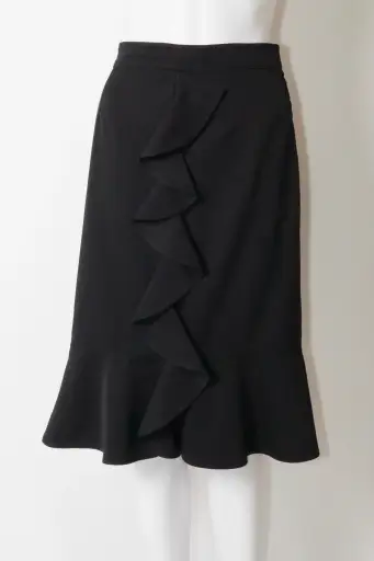 Yves Saint Laurent by Tom Ford 2003 Black Ruffle Midi Skirt