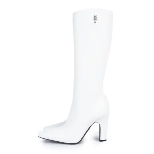 CHROME HEARTS WHITE SUGAR JONES RHODIUM PLATED LEATHER HIGH HEELS