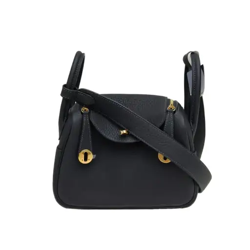 HERMES Lindy Mini Tweed(3Y) Clemence Leather Stamp W,2024