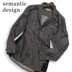 semantic design セマンティック デザイン 通年★ 刺繍 切替 長袖 ジップ ワーク シャツ Sz.LL メンズ グレー