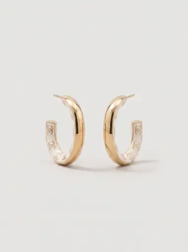 Kolczyki Chanel Coco Mark hoop, złoto i biel, B24P