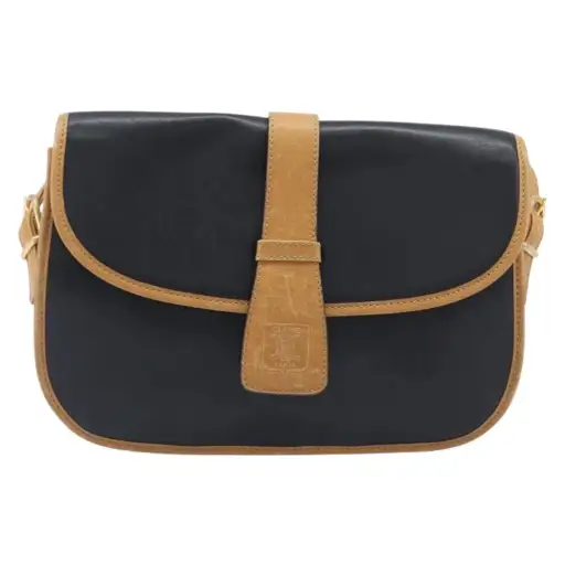 Celine Shoulder Leather Black Leather Shoulder Bag Bag (Pre-Owned)