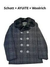 Schott Ayuite Woolrich Collaboration Wool Pea Coat Size 34 Japan