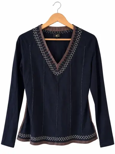 Just Cavalli Embroidered & Leather Top